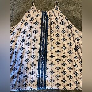 Maurices Abstract Print Top - Purple, Black, Cream